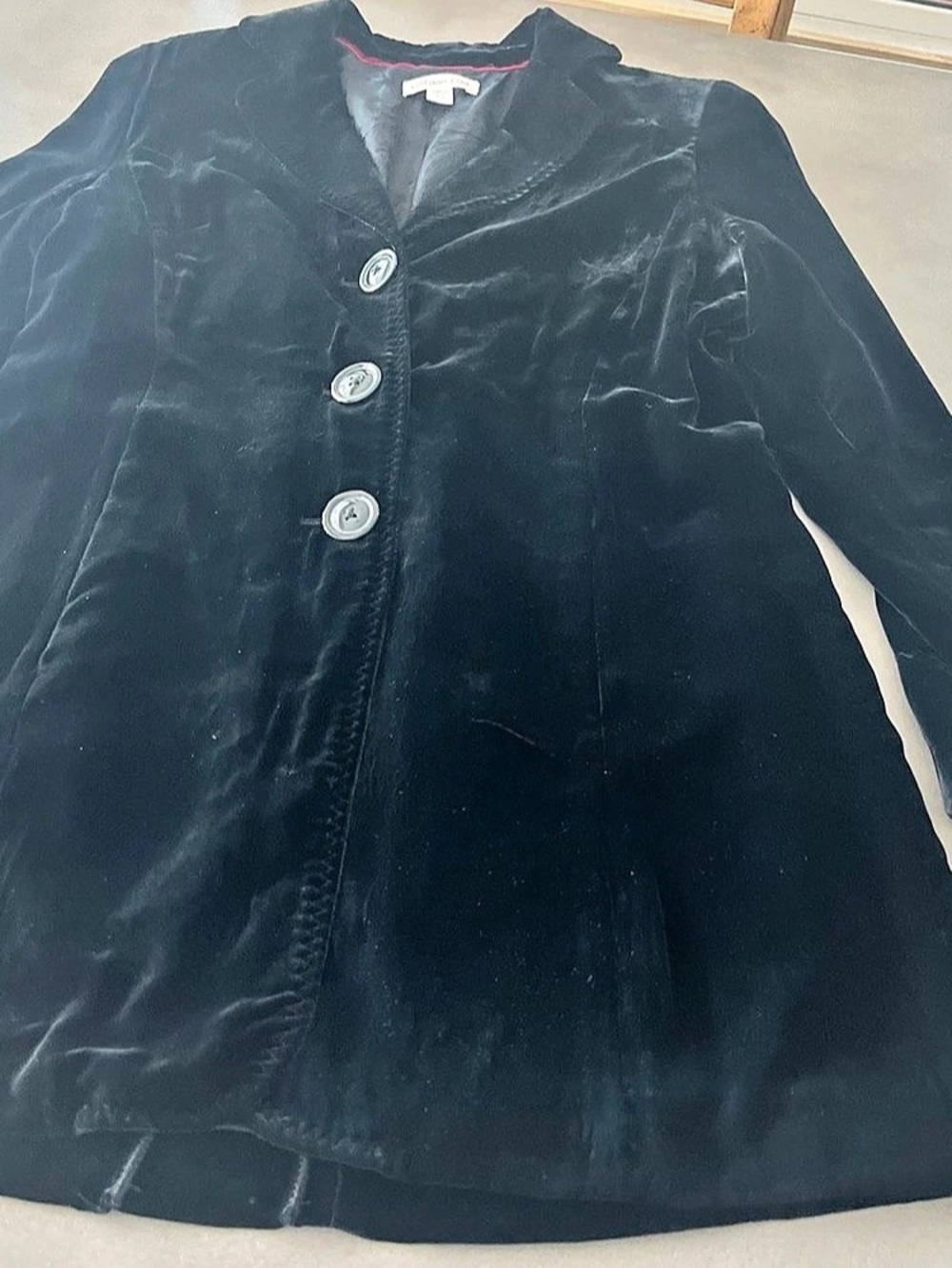 Coldwater Creek Black Velvet-Style Coat Size P10